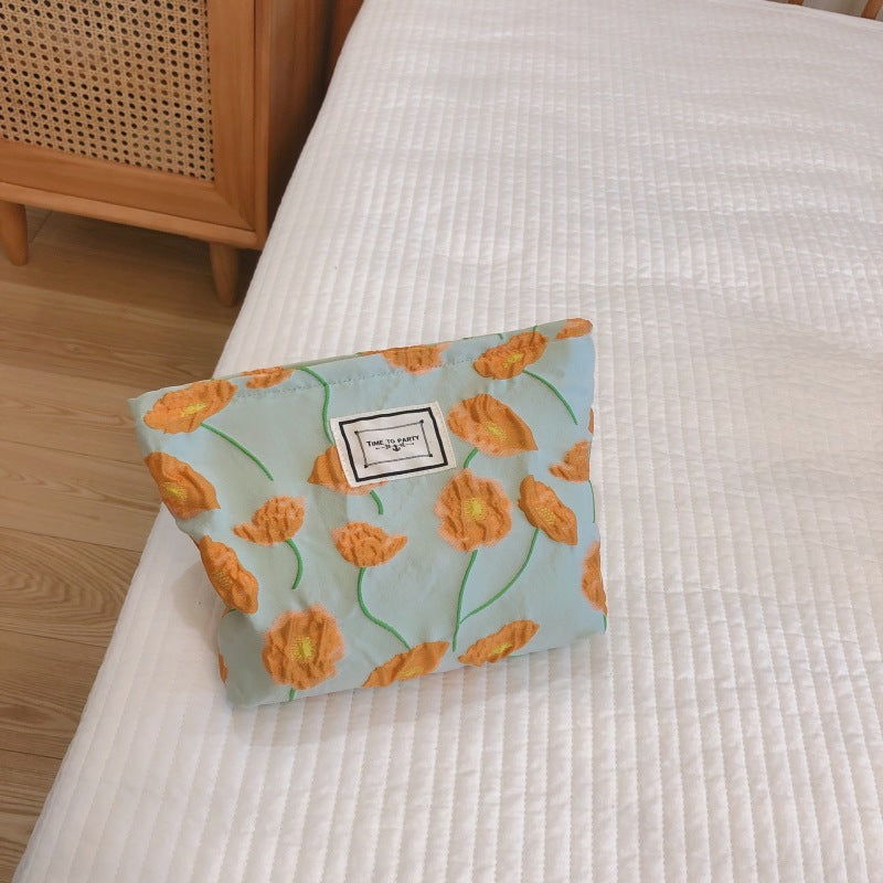 Fashion Flower Embossed Cosmetic Bag