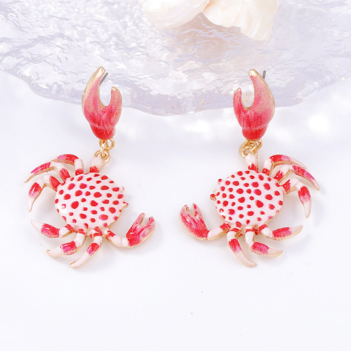 Boucles d'oreilles crabe en alliage, motif plage d'été et mer - Bijoux animaux multicolores
