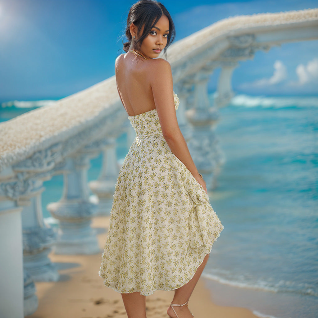 Robe dos nu à imprimé floral pour femme