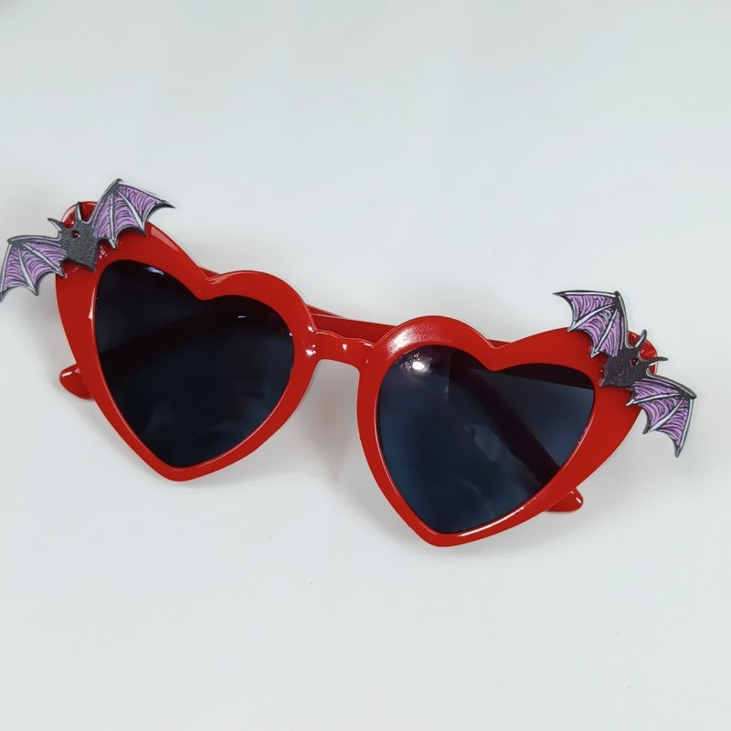 Lunettes de soleil en forme de cœur et de chauve-souris pour fête d'Halloween