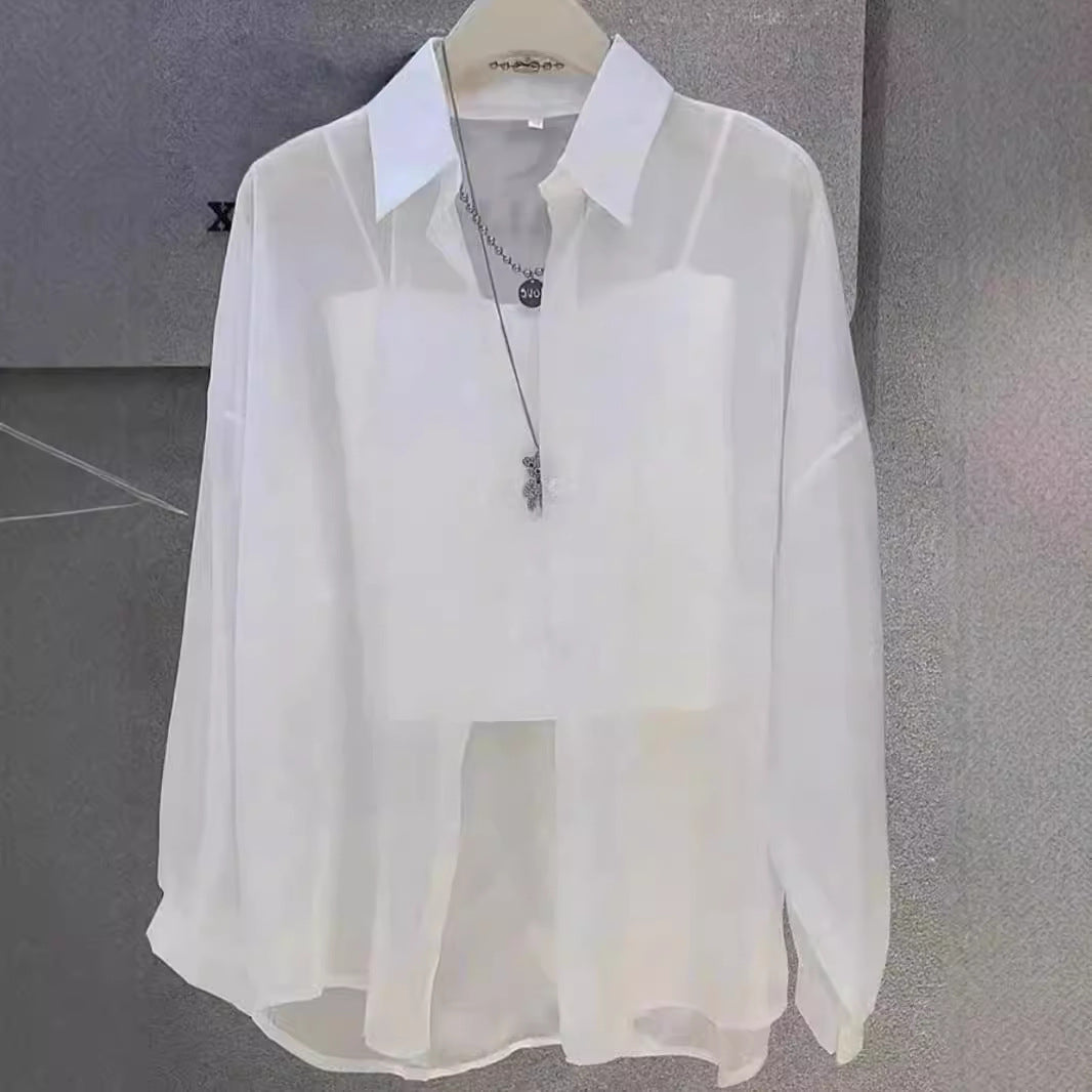 Blusa informal de manga larga transpirable de color liso para mujer