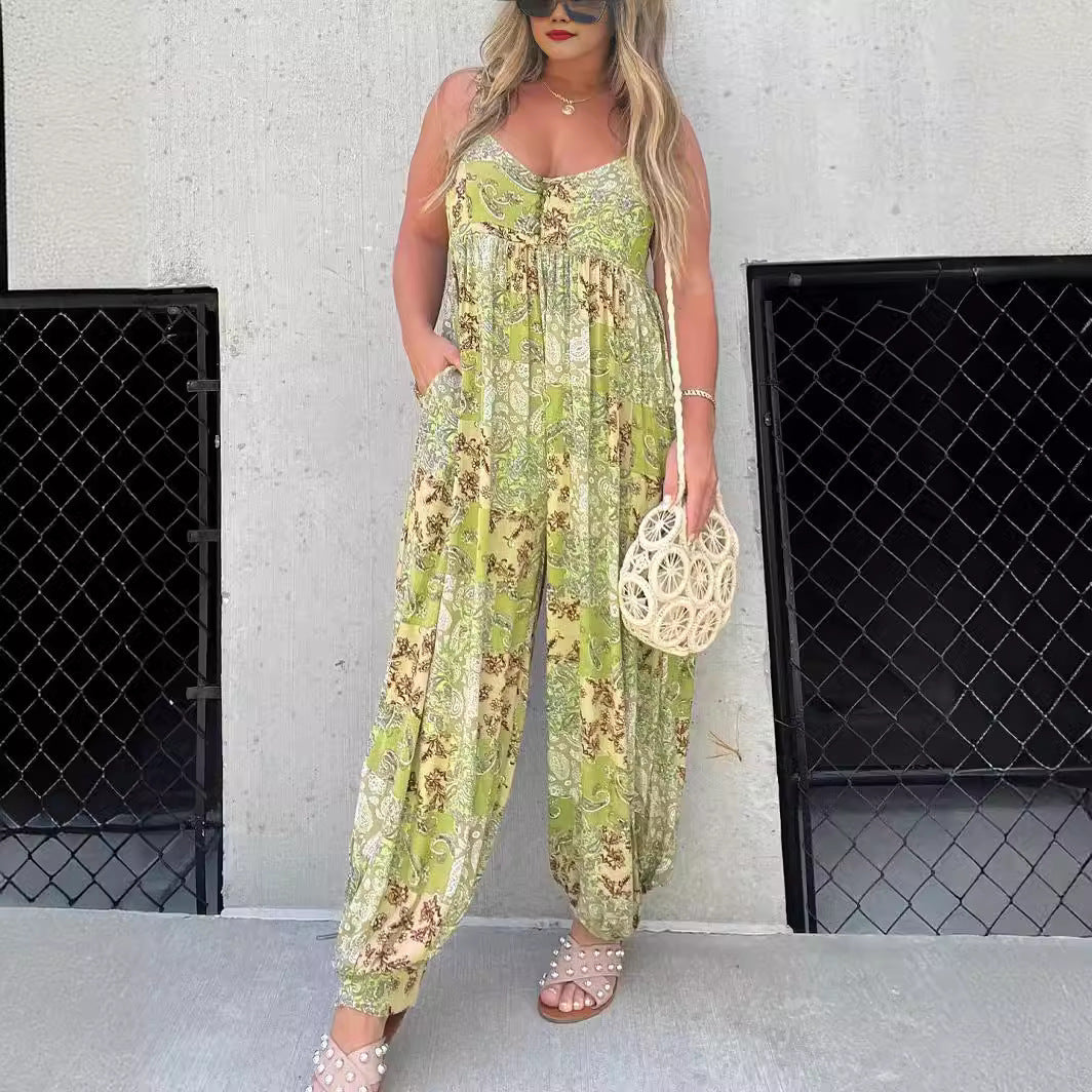 Combinaison florale taille haute pour femme grande taille
