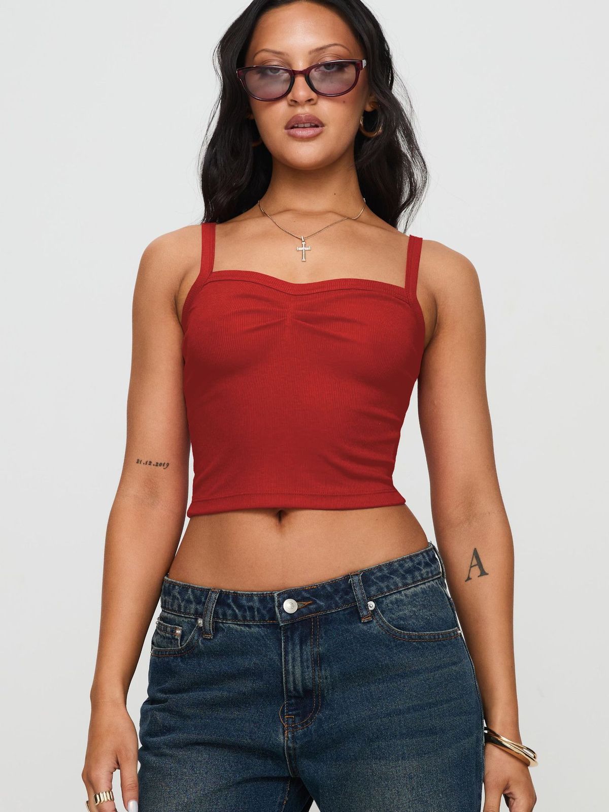 Women Fashion Solid Color Cropped Camisole Polyester Street Style