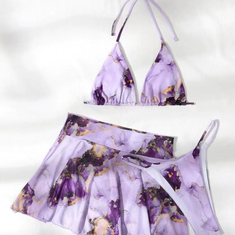 Ensemble bikini tie-dye sexy pour femme, vacances d'été