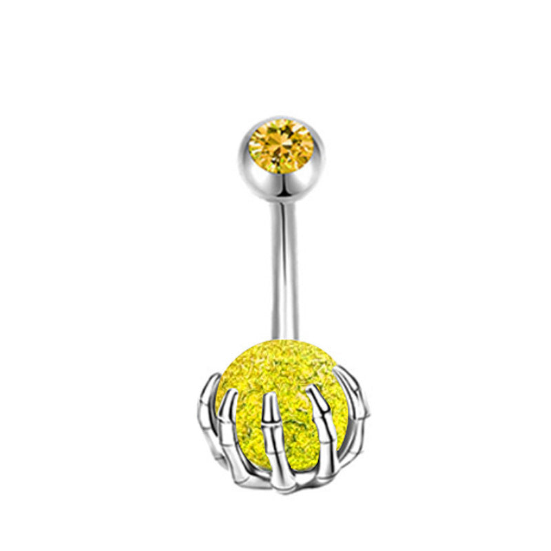 Piercing de nombril turquoise en forme de tête de mort pour femme