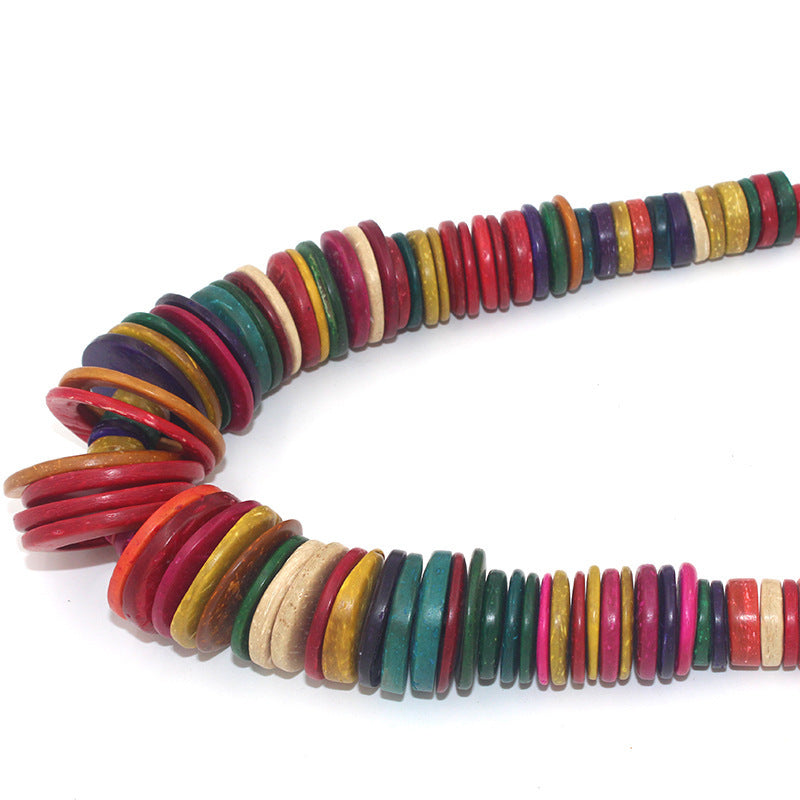 Collar unisex bohemio vintage geométrico de cuentas de concha de coco