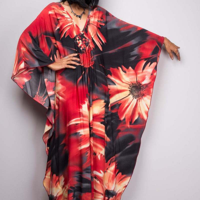 Robe de plage ample en polyester imprimé