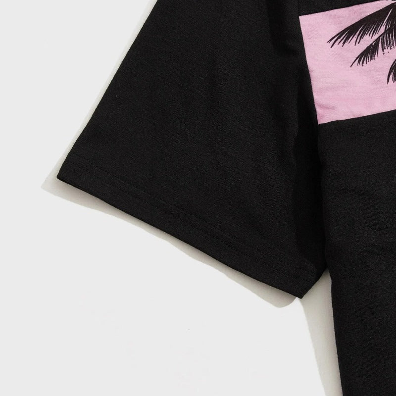 Hawaiian Casual Vacation Men Cotton Coconut Tree T-Shirt Set