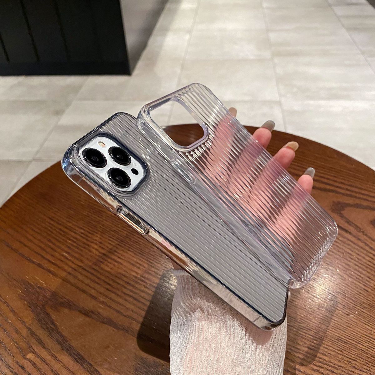 Fashion Simple Transparent Vertical Stripe Iphone Case