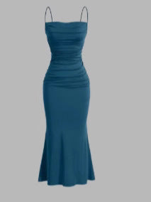Vestido midi plisado con tirantes finos para mujer, de poliéster, color liso