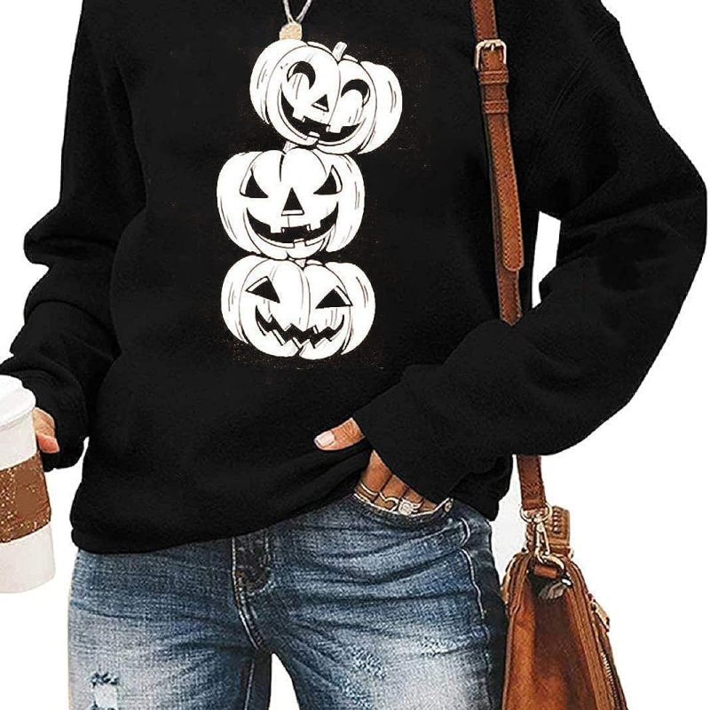 Sudadera con estampado de calabaza fantasma de Halloween para mujer