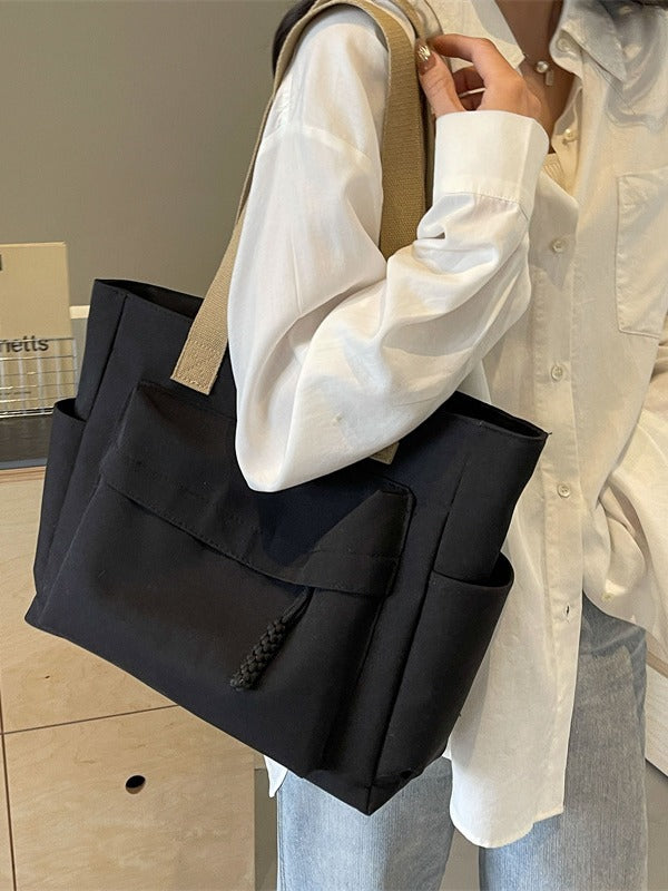 Women Casual Solid Color Large Capacity Tote Bag