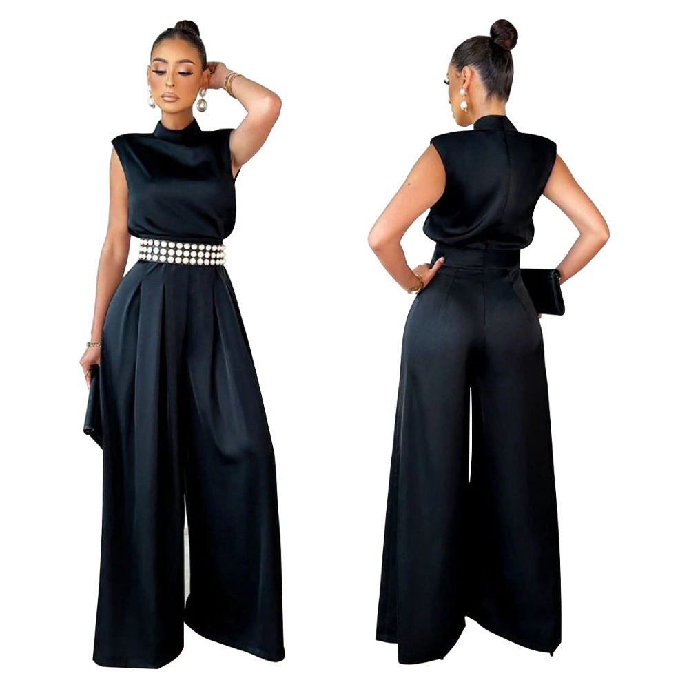 Women Fashion Solid Color Wide Leg Jumpsuits