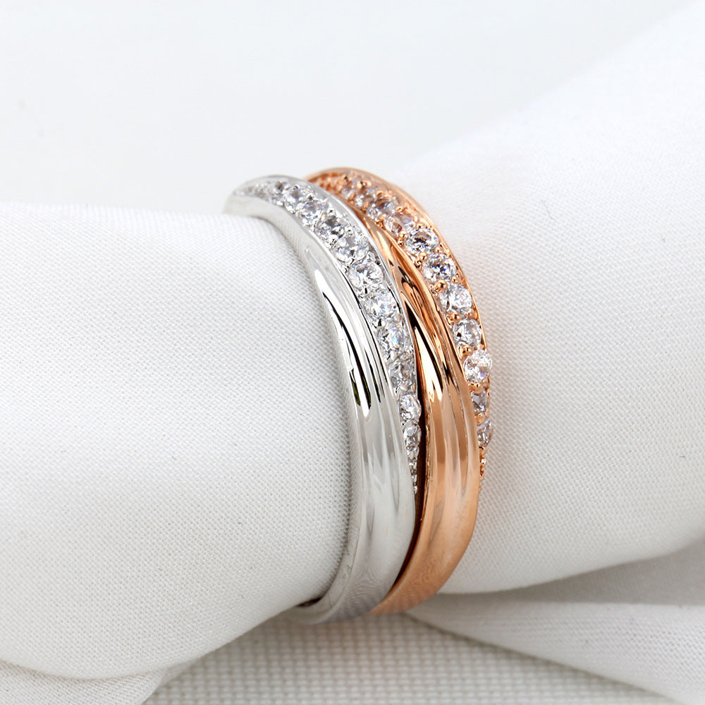 Anillo de circonita microincrustada simple de moda para mujer