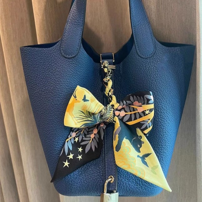 Bufanda con asa para bolso con lazo estampado a la moda para mujer
