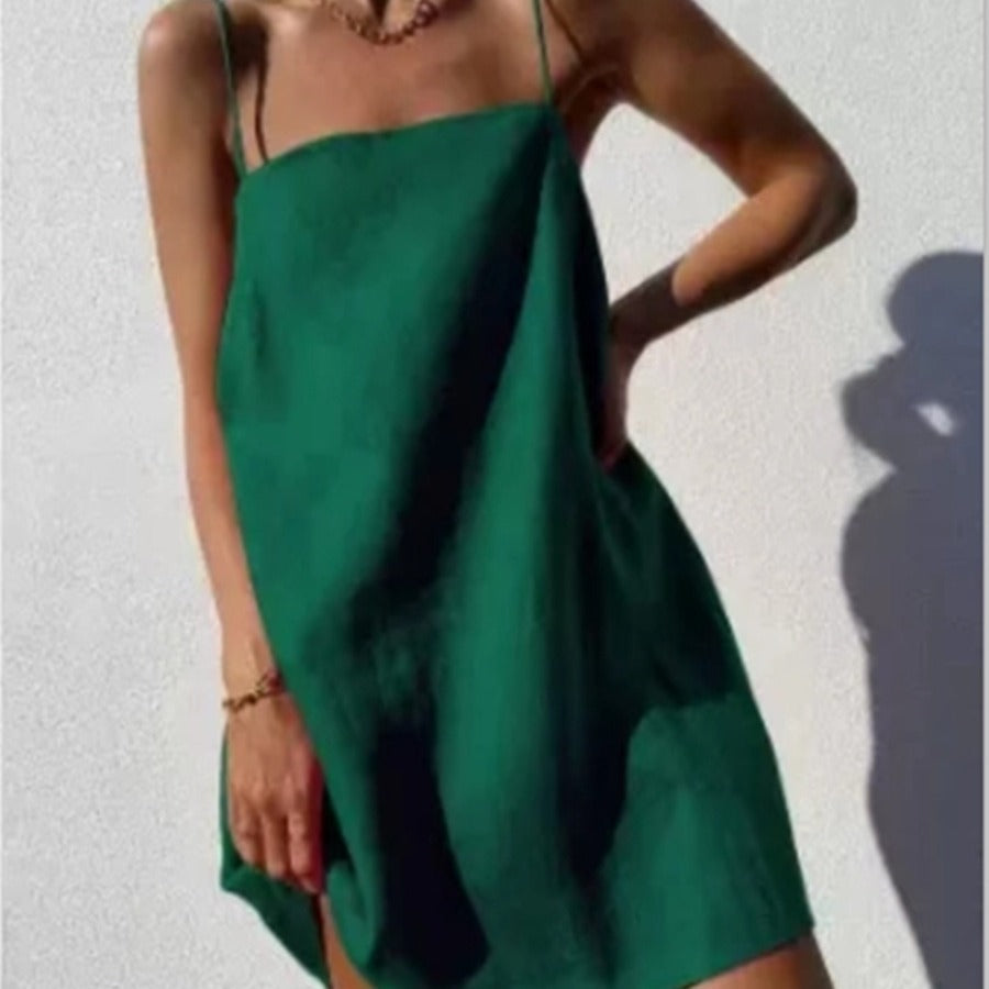 Vestido casual de algodón y lino para mujer