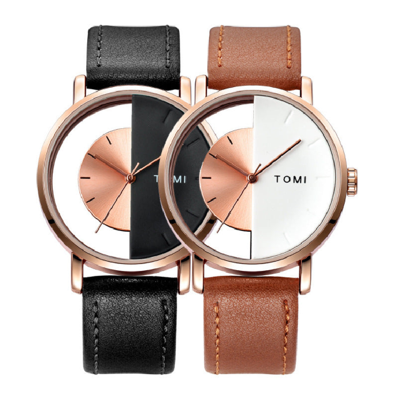 Fashion Casual Creative Half Hollow-Out Quartz Watch