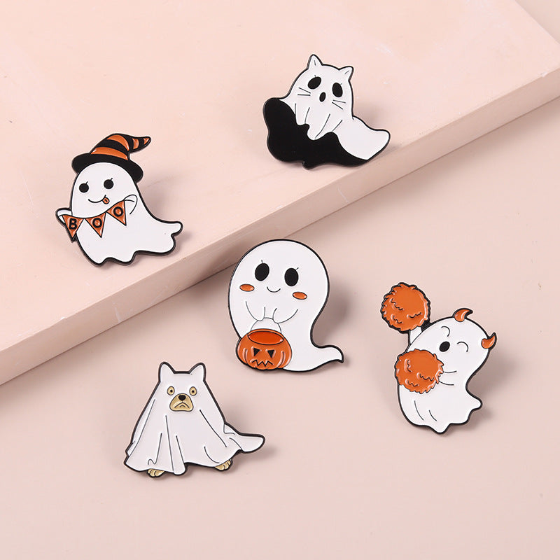 Halloween Ghost Pumpkin Alloy Brooch Pin Accessory