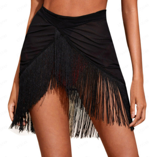 Women Fashion Solid Color Beach Vacation Cover-Up Skirt
