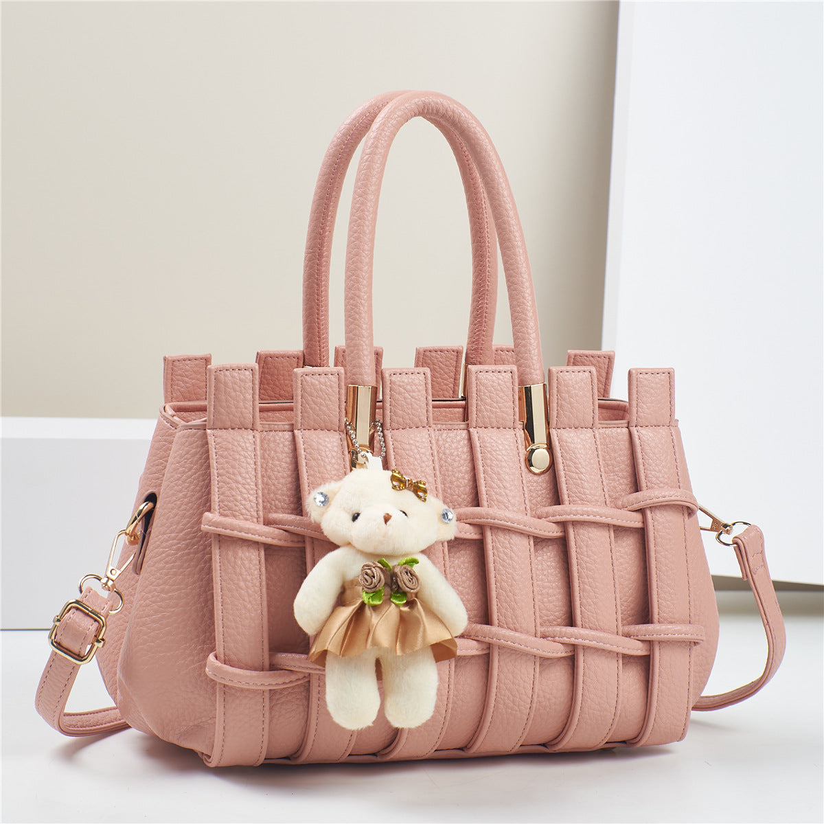Sac fourre-tout tissé à la main de grande capacité, décontracté et tendance, couleur unie, pour femmes