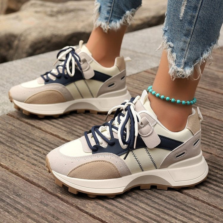 Women Fashion Casual Color Block Platform Sneakers