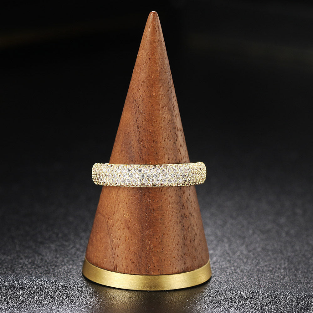 Anillo de circonitas de cinco filas para mujer