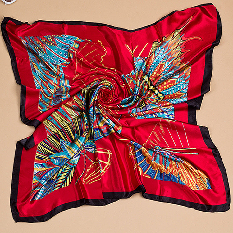 Bufanda de seda cuadrada grande con estampado floral para mujer, accesorio elegante