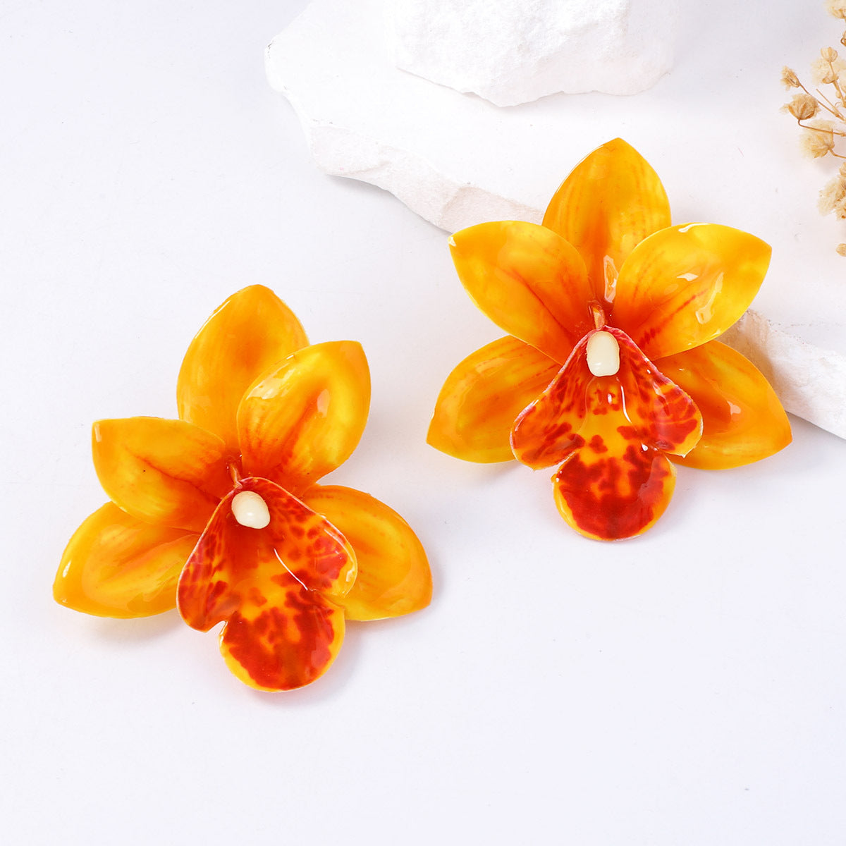 Bohemian Exaggerated Fashion Floral Earrings - Colorful Plastic Resin Jewelry