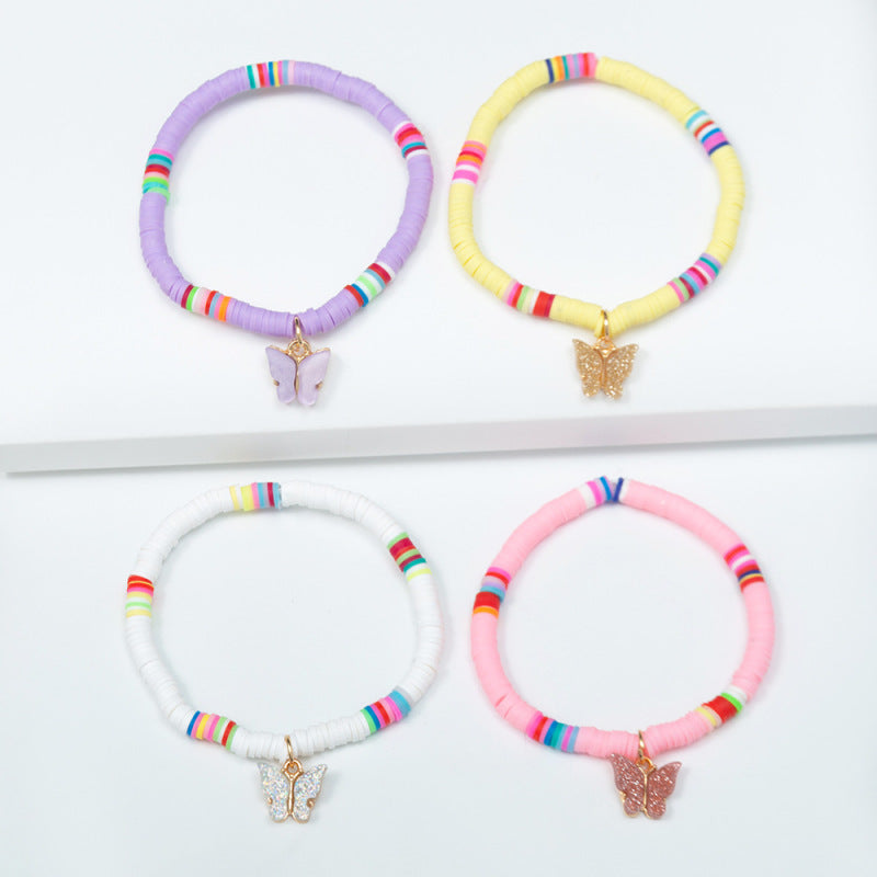 Bohemian Multicolor Butterfly Polymer Clay Bracelet