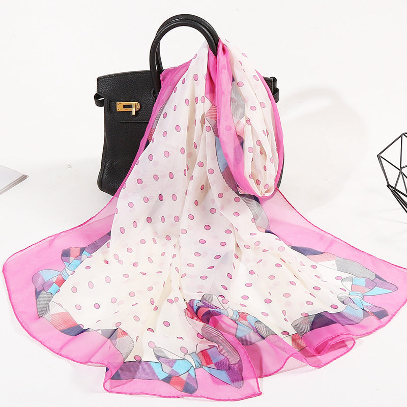 Women Fashion Spring Summer Color Blocking Chiffon Scarf