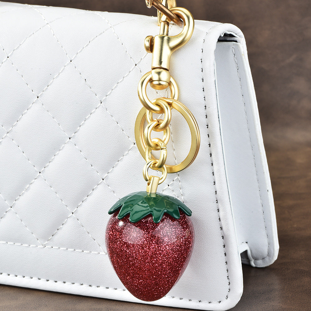 Women Fashion Strawberry Bag Pendant Keychain