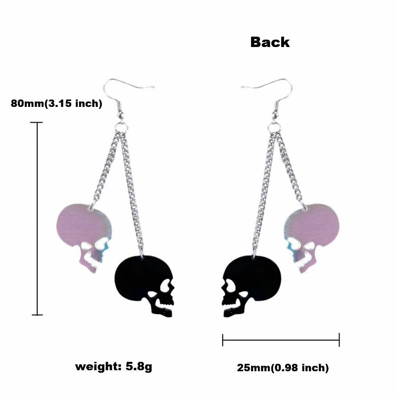 Pendientes de borlas de calavera acrílica de moda para Halloween para mujer