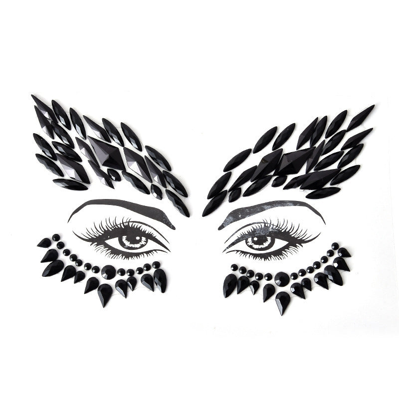 Autocollant en résine pour sourcils, décoration de visage, carnaval d'Halloween