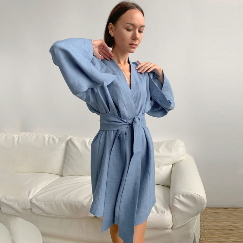 Autumn Women Fashion Cotton And Linen Pajamas