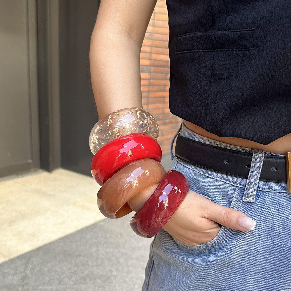 Women Fashion Exaggerated Translucent Acrylic Bracelet