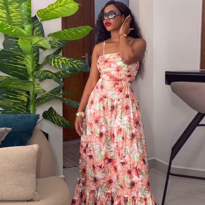 Women Fashion Sexy Vacation Floral Print Dress