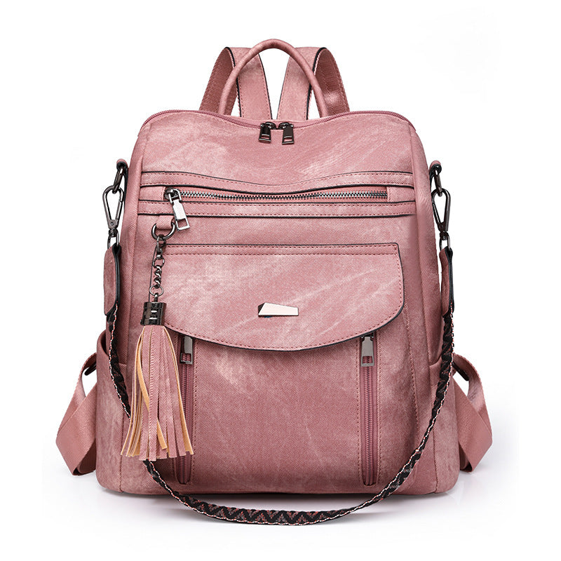 Women Casual Fashion Zipper Backpack in PU Material