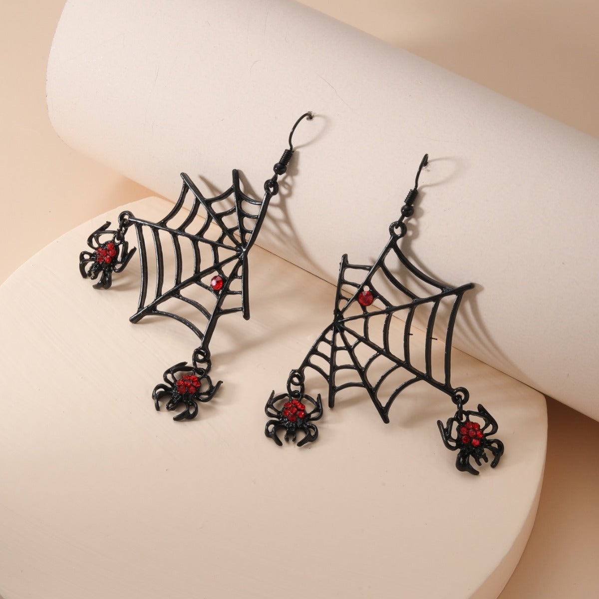 Pendientes punk personalizados con telaraña exagerada de Halloween