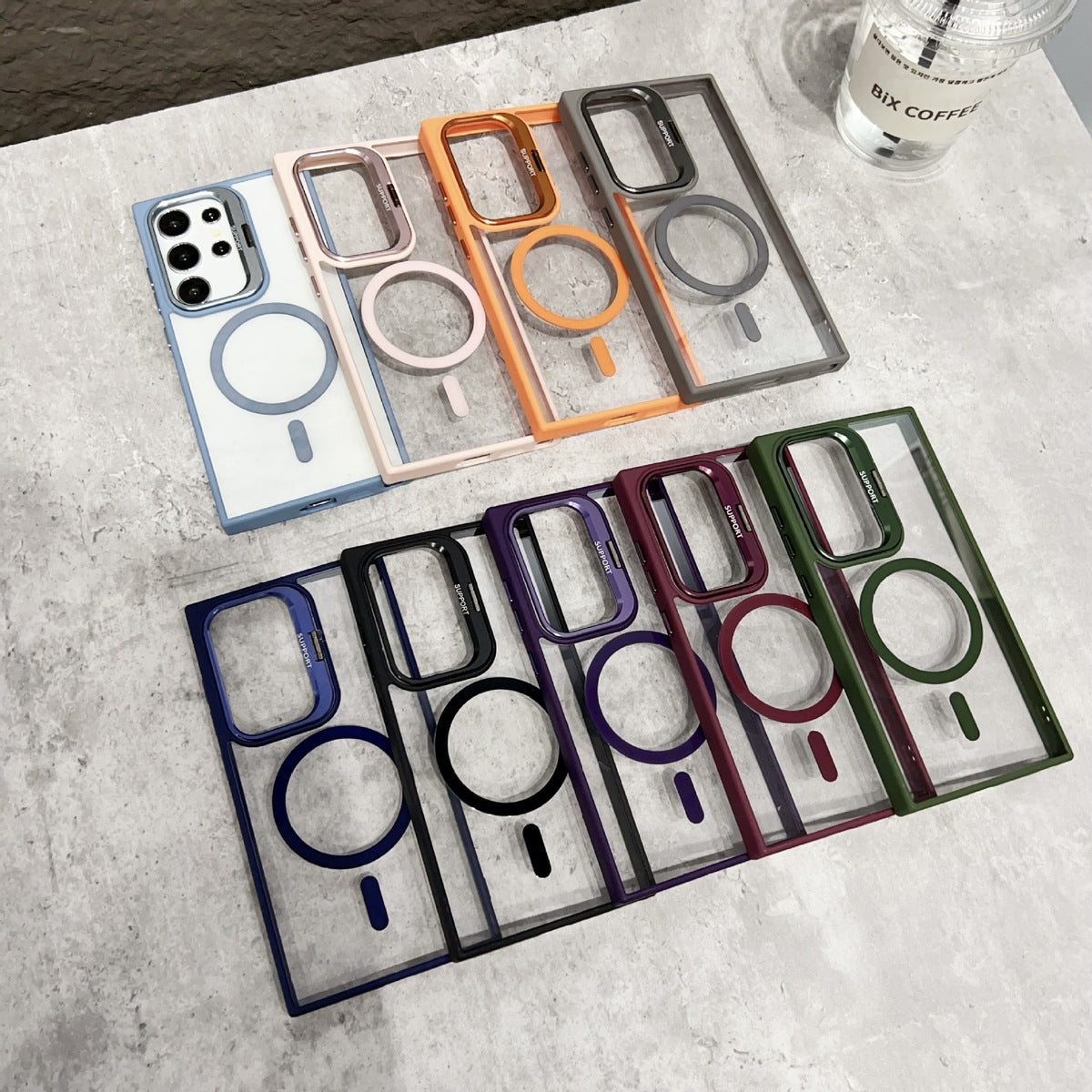 Magnetic Acrylic Phone Case with Metal Lens Bracket for Samsung