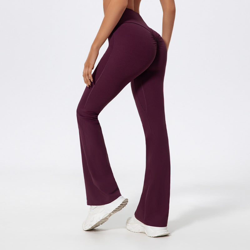 Pantalon de yoga décontracté taille haute à jambes larges pour femme en mélange de coton