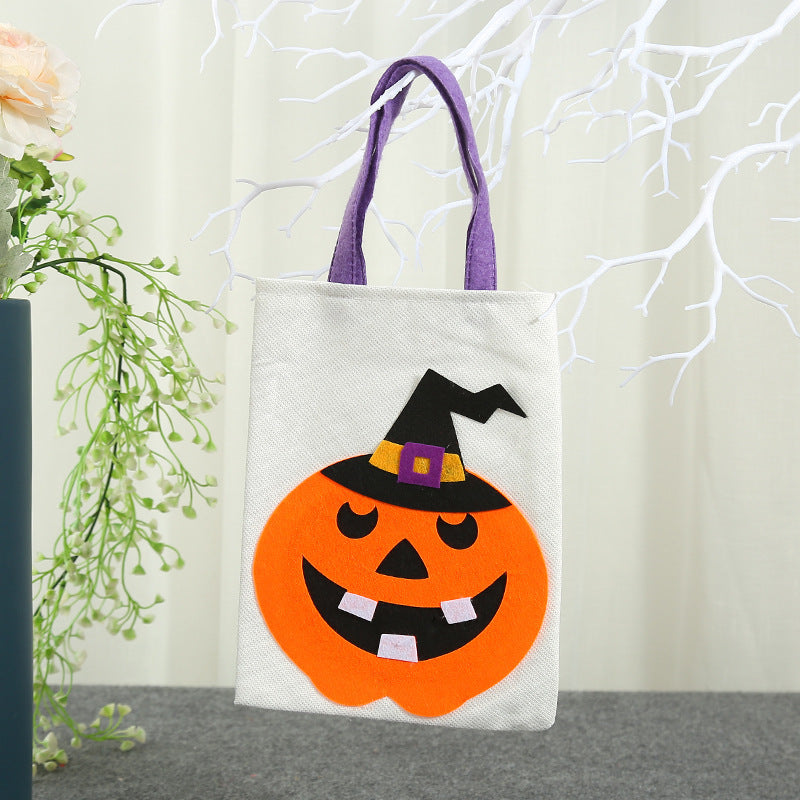 Bolso de mano de arpillera de Halloween para mujer, material de lino