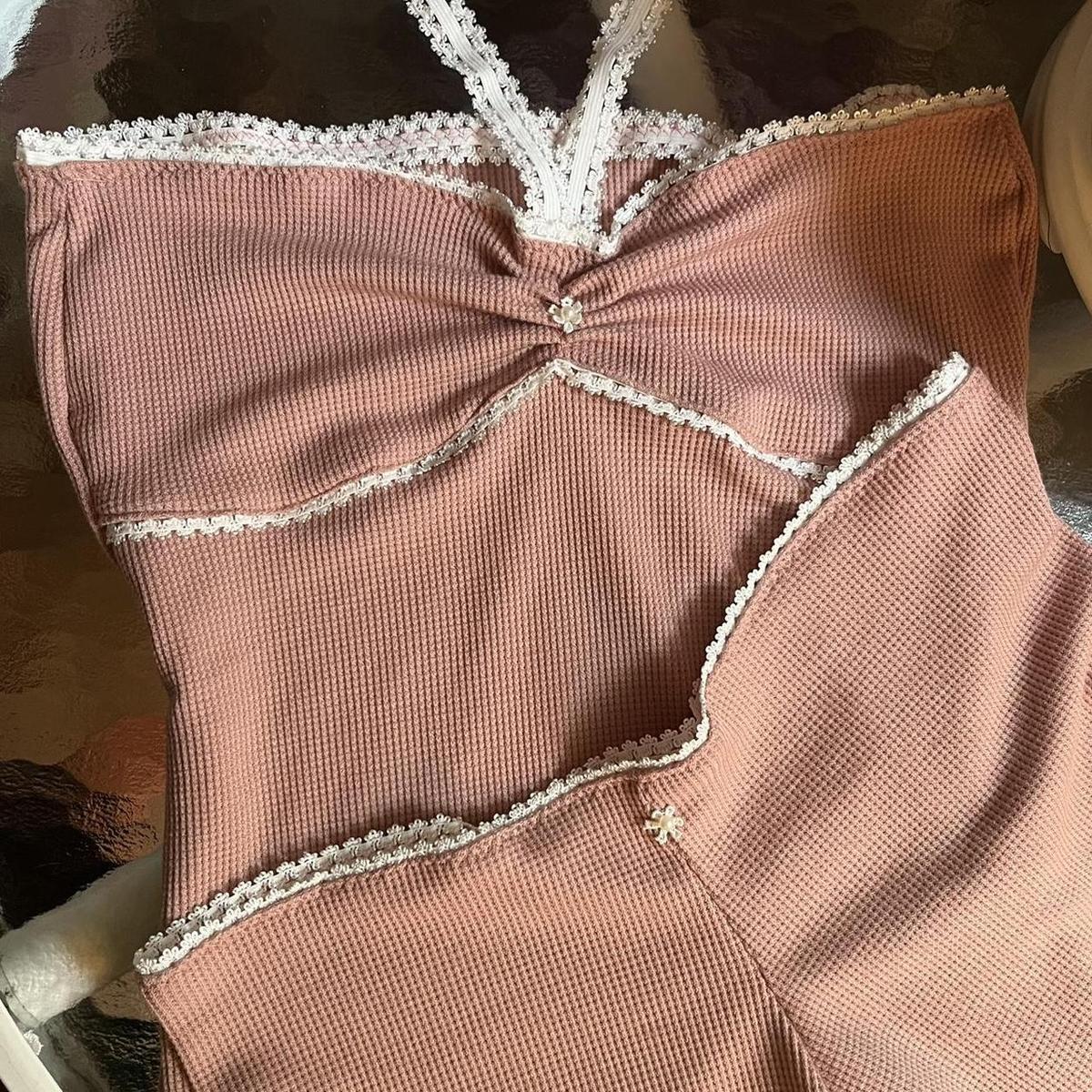 Ensemble haut tube et short en dentelle de couleur unie pour femme
