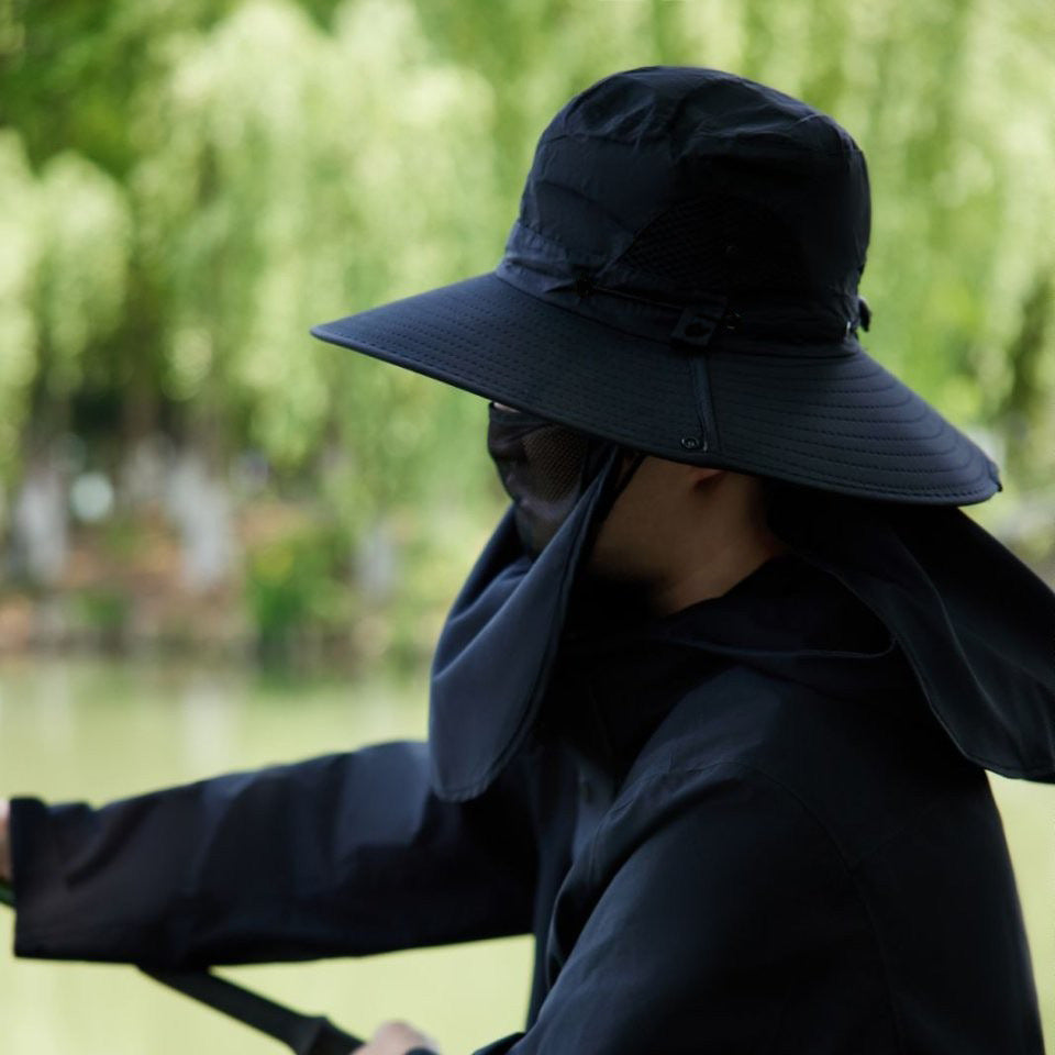 Sombrero para el sol informal con gran circunferencia de cabeza y protección facial para hombre
