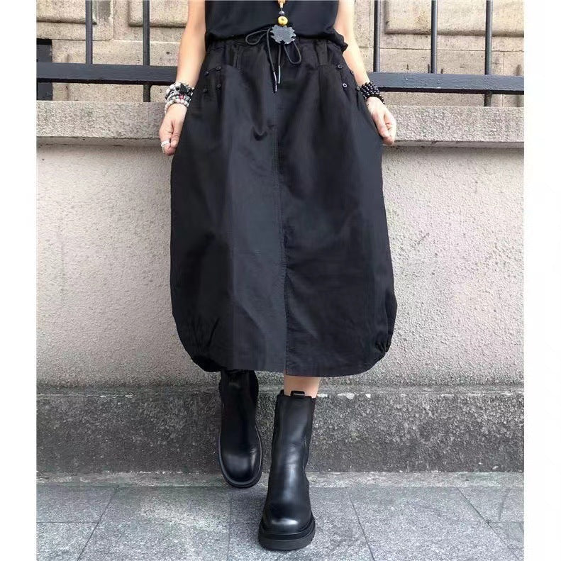 Falda midi de corte A de color liso a la moda de verano para mujer