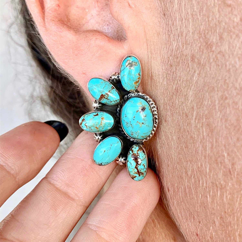 Boucles d'oreilles à tige géométriques florales bohèmes vintage
