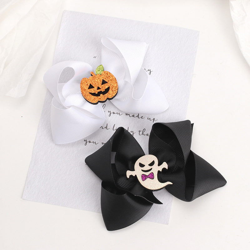 Accessoire pour cheveux d'Halloween pour enfants, épingle à cheveux fantôme en forme de tête de citrouille et de chat mignon