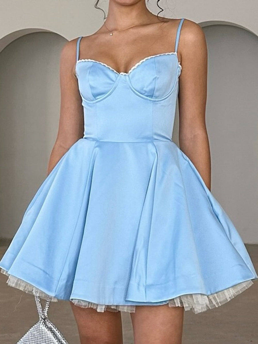 Women Fashion Sling Puff Party Dress