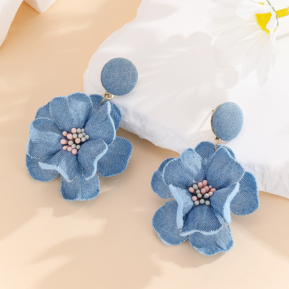 Personalized Fashion Denim Rose Earrings