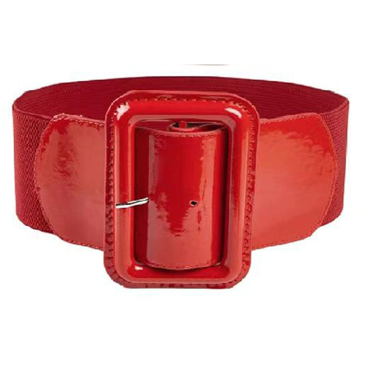 Women Fashion Casual Solid Color Big Buckle Wide Belt