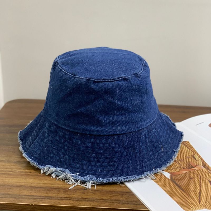 Sombrero de pescador de mezclilla personalizado con dobladillo sin rematar y protector solar de moda